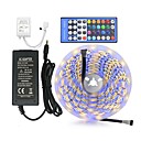 baratos Bricolage Relógios de Parede-Zdm 5m 300 x 5050 smd 10mm rgb + branco rgb + branco quente tiras de led flex&amp;iacute;veis com 12v3a power e ir 40key kit de faixa de luz de controle remoto
