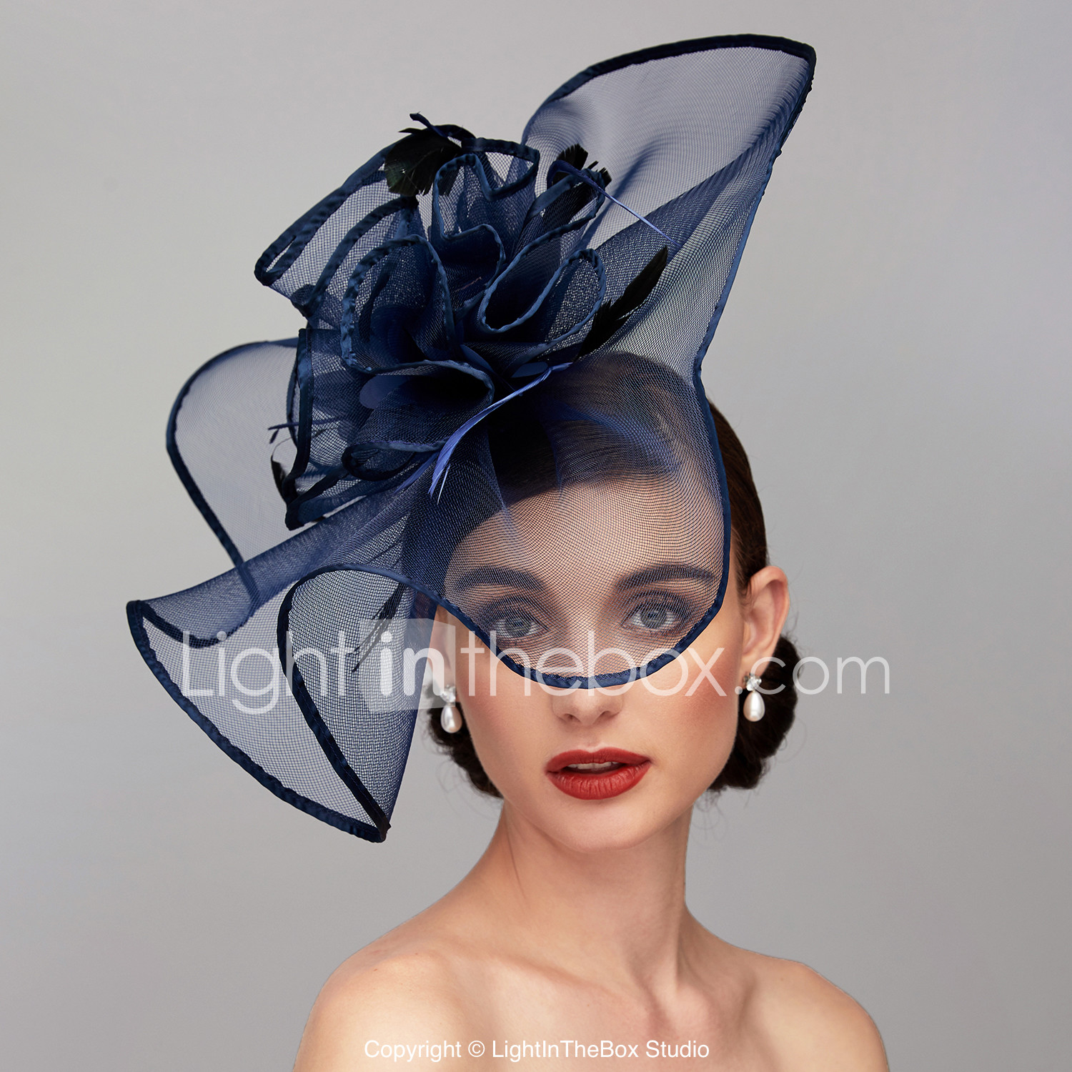 Feather Net Fascinators Headpiece With Feather Floral Flower