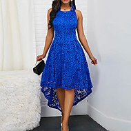 baratos -Mulheres Sensual Renda Evasê Vestido - Renda, Sólido Assimétrico