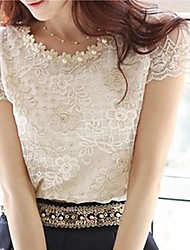 お買い得  -女性用 レース プラスサイズ ブラウス ソリッド / 夏