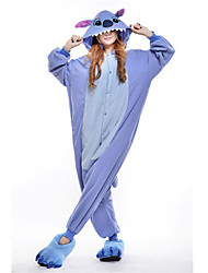 billige -Voksne Kigurumi-pysjamas Monster Blå Monster Onesie-pysjamas Polar Fleece Blå Cosplay Til Damer og Herrer Pysjamas med dyremotiv Tegnefilm Festival / høytid kostymer