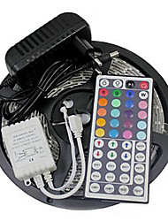 abordables -zdm 5m 300 x 2835 rgb bandes led étanches à l'eau lumière flexible et télécommande ir 44key avec eu / us12v2a power ac100-240v