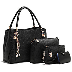 Mulheres Bolsas PU Tote / Conjuntos de saco 3 Pcs Purse Set Floral Branco / Preto / Azul / Conjuntos de sacolas Mulheres Bolsas PU Tote / Conjuntos de saco 3 Pcs Purse Set Floral Branco / Preto / Azul / Conjuntos de sacolas