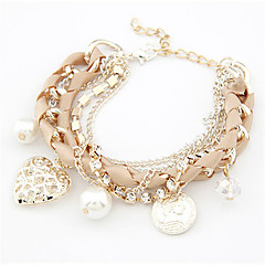 Damen Künstliche Perle Herz Bettelarmbänder - Modisch Geometrische Form Herz Weiß Schwarz Beige Rosa Hellblau Armbänder Für Alltag Damen Künstliche Perle Herz Bettelarmbänder - Modisch Geometrische Form Herz Weiß Schwarz Beige Rosa Hellblau Armbänder Für Alltag