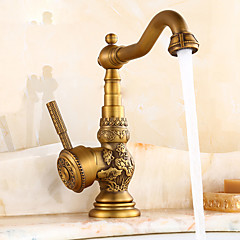 Kitchen Faucet - Yksi kahva yksi reikä Antiikkimessinki Standard nokka Integroitu Perinteinen Kitchen Faucet - Yksi kahva yksi reikä Antiikkimessinki Standard nokka Integroitu Perinteinen