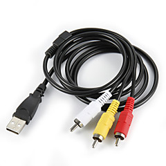 USB 2.0 macho para 3 RCA Male Audio Video Cable Preto (1M) USB 2.0 macho para 3 RCA Male Audio Video Cable Preto (1M)
