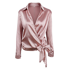 Damen Solide Hemd, Hemdkragen Polyester Damen Solide Hemd, Hemdkragen Polyester