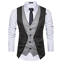 Homens Malha Íntima - Festa Estampa Colorida Lã Colarinho de Camisa / Sem Manga Homens Malha Íntima - Festa Estampa Colorida Lã Colarinho de Camisa / Sem Manga