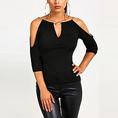 Women's T-shirt - Solid Colored Basic Off Shoulder / Spring / Summer Women's T-shirt - Solid Colored Basic Off Shoulder / Spring / Summer