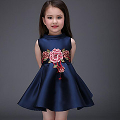 Kids / Toddler Girls' Active / Sweet Party / Going out Floral Embroidered Sleeveless Above Knee Polyester / Spandex Dress Royal Blue 7-8 Years(140cm) Kids / Toddler Girls' Active / Sweet Party / Going out Floral Embroidered Sleeveless Above Knee Polyester / Spandex Dress Royal Blue 7-8 Years(140cm)