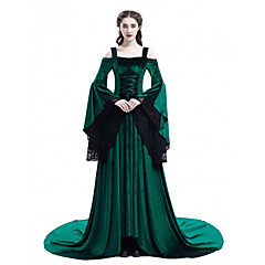 Prinzessin Retro / Vintage Mittelalterlich Renaissance Prinzessin Kostüm Damen Kleid Schwarz / Rot / Grün Vintage Cosplay Langarm Aufflackern-Hülsen- Pinsel Schleppe Prinzessin Retro / Vintage Mittelalterlich Renaissance Prinzessin Kostüm Damen Kleid Schwarz / Rot / Grün Vintage Cosplay Langarm Aufflackern-Hülsen- Pinsel Schleppe