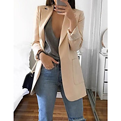 Dames Dagelijks Standaard Lente Normaal Blazer, Effen Ingesneden revers Lange mouw Polyester Blozend Roze / Grijs / Khaki L / XL / XXL Dames Dagelijks Standaard Lente Normaal Blazer, Effen Ingesneden revers Lange mouw Polyester Blozend Roze / Grijs / Khaki L / XL / XXL