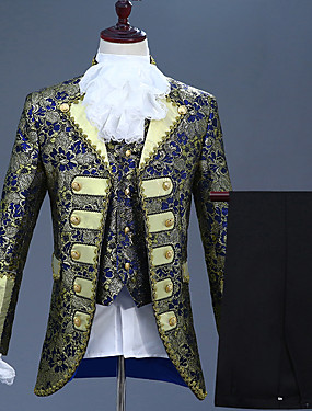 baratos Brinquedos &amp; Hobbies-Príncipe Retro Vintage Medieval Casaco Corpete Calças Roupa Homens Ocasiões Especiais Roxo / Tinta Azul / Azul Oceano Vintage Cosplay Festa Manga Longa Terninho / Colete