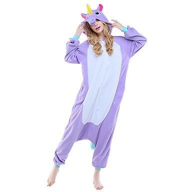 Adults' Kigurumi Pajamas Unicorn Onesie Pajamas Polar Fleece Purple ...