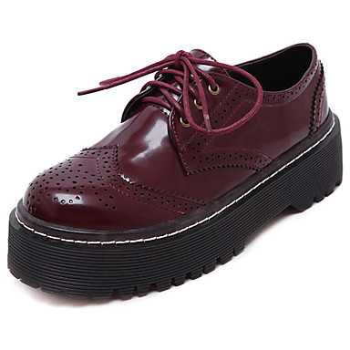 Women's Shoes PU(Polyurethane) Spring / Fall Comfort Oxfords Platform Lace-up Black / Burgundy Women's Shoes PU(Polyurethane) Spring / Fall Comfort Oxfords Platform Lace-up Black / Burgundy