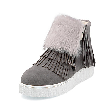 Women's Shoes Fur / Fleece Fall / Winter Comfort / Snow Boots Boots Hiking Shoes Platform Round Toe Zipper / Tassel Black / Gray / Red Women's Shoes Fur / Fleece Fall / Winter Comfort / Snow Boots Boots Hiking Shoes Platform Round Toe Zipper / Tassel Black / Gray / Red