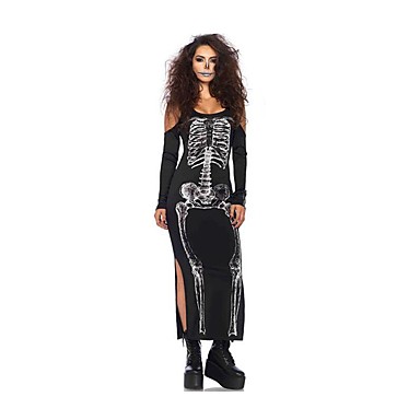 Skeleton / Skull / Ghostly Bride Dress Women\u0027s Halloween / Day of the Dead Festival / Holiday Halloween Costumes Black Vintage