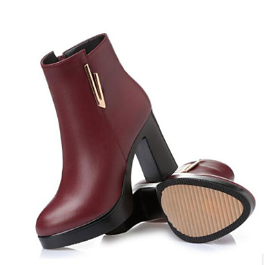 Women's Shoes Nappa Leather / PU(Polyurethane) Fall / Winter Comfort Boots Chunky Heel Booties / Ankle Boots Black / Wine Women's Shoes Nappa Leather / PU(Polyurethane) Fall / Winter Comfort Boots Chunky Heel Booties / Ankle Boots Black / Wine
