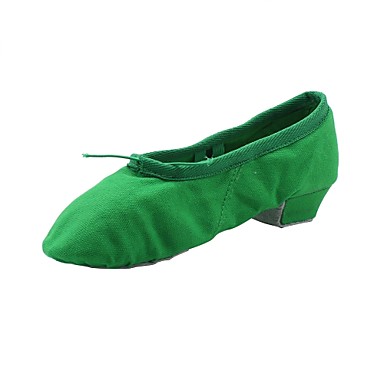 Women's Ballet Shoes Canvas Sneaker Chunky Heel Customizable Dance Shoes Green / Pink Women's Ballet Shoes Canvas Sneaker Chunky Heel Customizable Dance Shoes Green / Pink