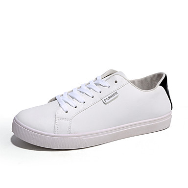 Men's Shoes PU(Polyurethane) Spring / Fall Comfort Sneakers White / Black Men's Shoes PU(Polyurethane) Spring / Fall Comfort Sneakers White / Black