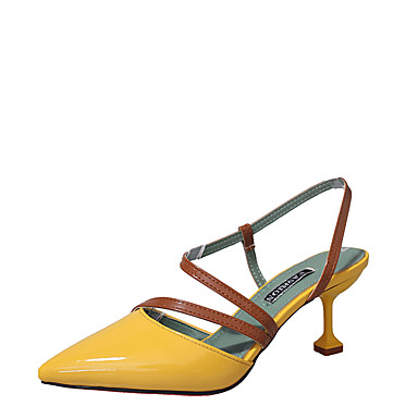 Women's Shoes PU(Polyurethane) Summer Comfort Heels Walking Shoes Stiletto Heel Pointed Toe Buckle Beige / Yellow / Pink Women's Shoes PU(Polyurethane) Summer Comfort Heels Walking Shoes Stiletto Heel Pointed Toe Buckle Beige / Yellow / Pink