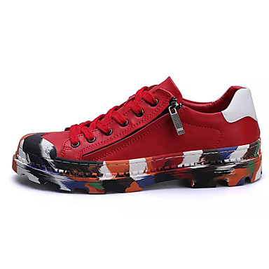 Men's Shoes PU(Polyurethane) Spring / Fall Comfort Sneakers White / Black / Red Men's Shoes PU(Polyurethane) Spring / Fall Comfort Sneakers White / Black / Red