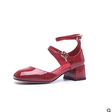 Women's Shoes Leather Summer Comfort Heels Chunky Heel Black / Red Women's Shoes Leather Summer Comfort Heels Chunky Heel Black / Red