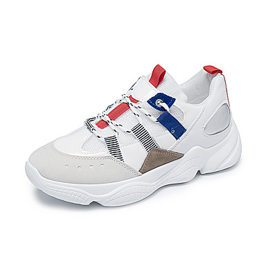 Women's Shoes Mesh Spring & Summer Comfort Athletic Shoes Running Shoes Flat Heel Round Toe White / Red Women's Shoes Mesh Spring & Summer Comfort Athletic Shoes Running Shoes Flat Heel Round Toe White / Red