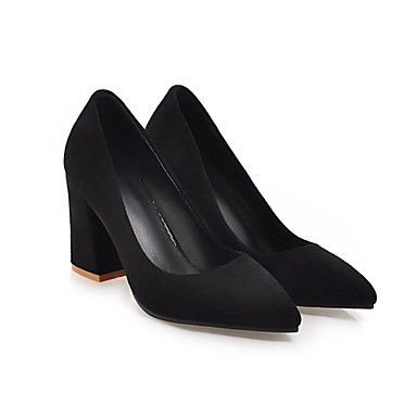 Women's Shoes Suede Summer Basic Pump Heels Chunky Heel Black / Beige / Yellow Women's Shoes Suede Summer Basic Pump Heels Chunky Heel Black / Beige / Yellow