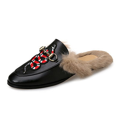 Women's Shoes Nappa Leather / Faux Fur Fall & Winter Comfort Clogs & Mules Low Heel Black Women's Shoes Nappa Leather / Faux Fur Fall & Winter Comfort Clogs & Mules Low Heel Black