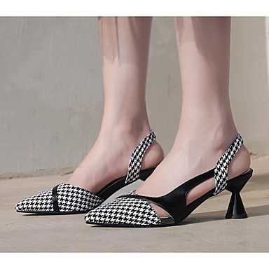 Women's Shoes Nappa Leather Spring / Summer Comfort / Basic Pump Sandals Cone Heel Black Women's Shoes Nappa Leather Spring / Summer Comfort / Basic Pump Sandals Cone Heel Black