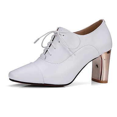 Women's Shoes Nappa Leather Spring / Fall Comfort Oxfords Chunky Heel White / Black Women's Shoes Nappa Leather Spring / Fall Comfort Oxfords Chunky Heel White / Black