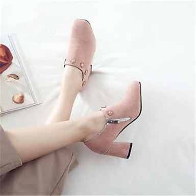 Women's Shoes PU(Polyurethane) Fall & Winter Combat Boots Boots Chunky Heel Square Toe Booties / Ankle Boots Black / Pink / Almond Women's Shoes PU(Polyurethane) Fall & Winter Combat Boots Boots Chunky Heel Square Toe Booties / Ankle Boots Black / Pink / Almond