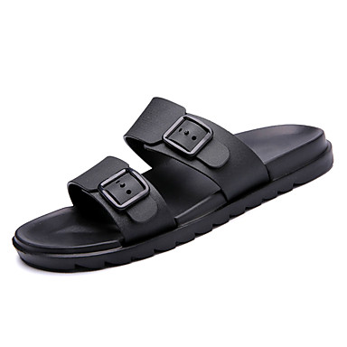Men's Shoes PU(Polyurethane) Summer Comfort Slippers & Flip-Flops Black / Brown / Blue Men's Shoes PU(Polyurethane) Summer Comfort Slippers & Flip-Flops Black / Brown / Blue