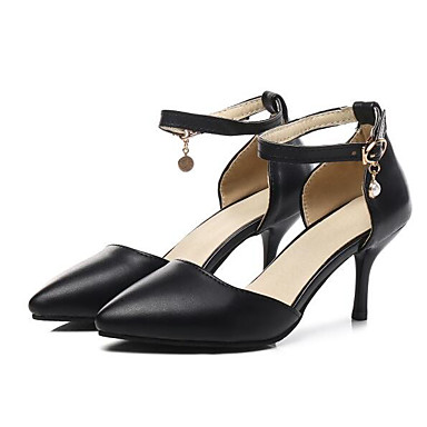 Women's Shoes PU(Polyurethane) Spring / Fall Comfort / Basic Pump Heels Stiletto Heel Black / Almond Women's Shoes PU(Polyurethane) Spring / Fall Comfort / Basic Pump Heels Stiletto Heel Black / Almond