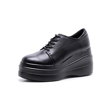 Women's Shoes Nappa Leather Spring & Summer Comfort Sneakers Creepers White / Black Women's Shoes Nappa Leather Spring & Summer Comfort Sneakers Creepers White / Black