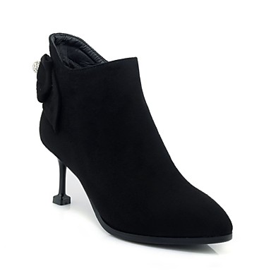 Women's Shoes Suede Fall Fashion Boots Boots Stiletto Heel Mid-Calf Boots Black / Red Women's Shoes Suede Fall Fashion Boots Boots Stiletto Heel Mid-Calf Boots Black / Red