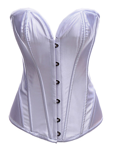 Satin With Stripes Strapless Front Busk Closure Corsets Shapewear More