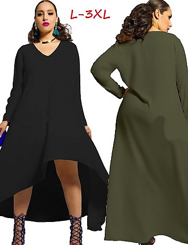 Women's Solid Colored Blue / Red / White / Black / Green Plus size Dresses 4467939 2018 â $10.49