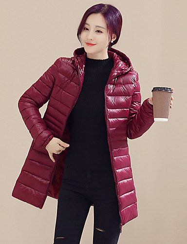 Women's Regular Padded CoatSimple Plus Size / Going out Solid-Polyester ...