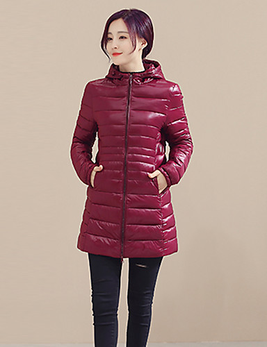 Women's Regular Padded CoatSimple Plus Size / Going out Solid-Polyester ...