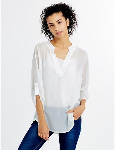 Women's Blouse - Solid Colored, Ruched V Neck 4823028 2018 – $13.64
