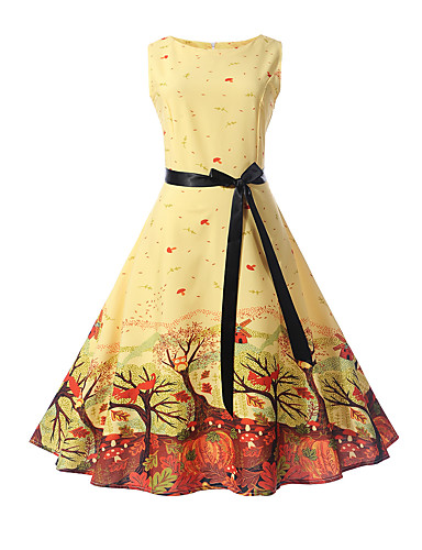 Vintage Yellow Floral Dress